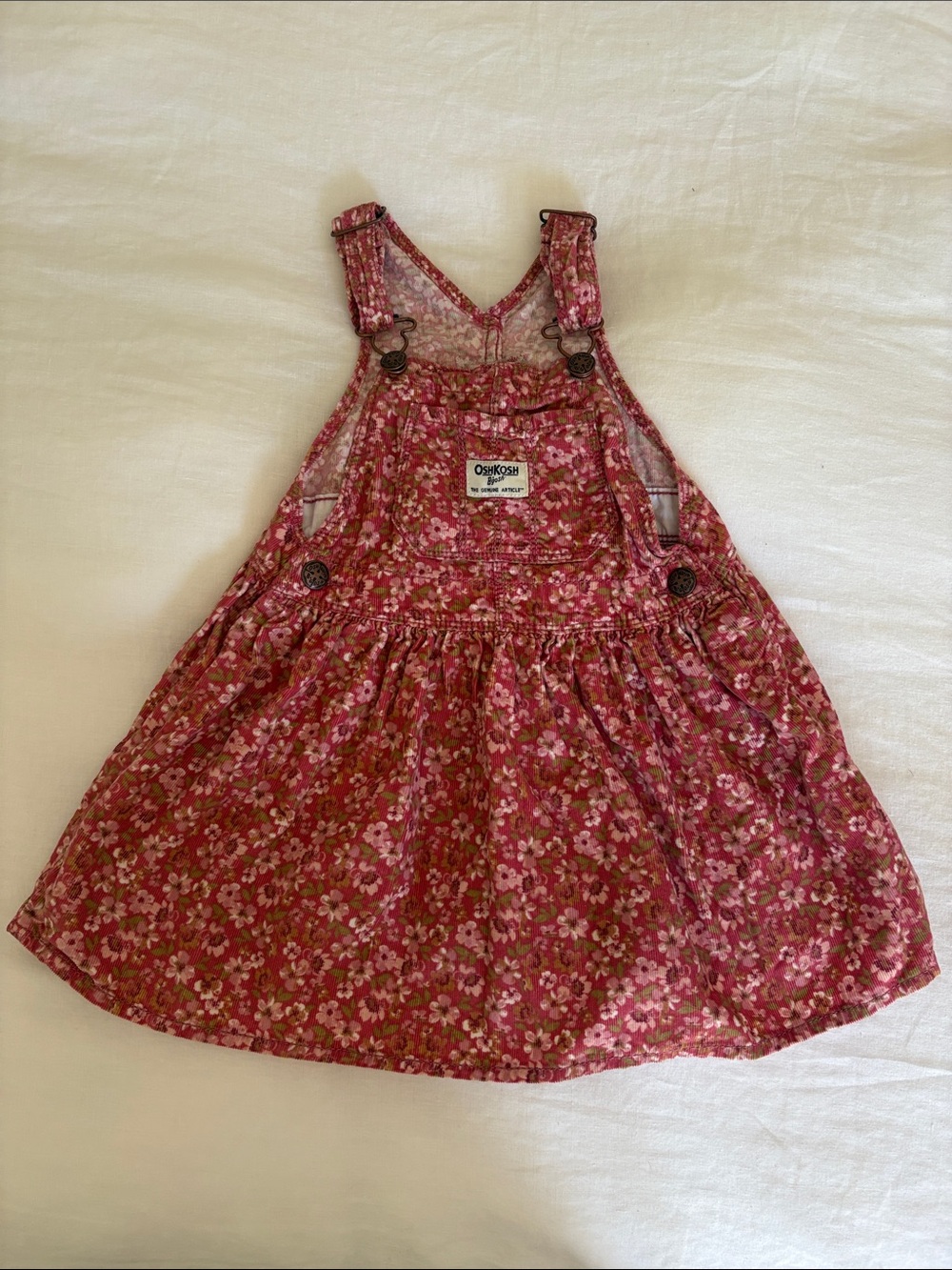 OshKosh B'gosh Rose Floral Corduroy Pinafore Overall Dress